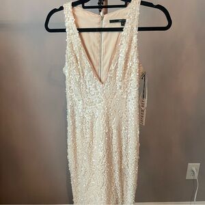 NWT Jay Godfrey blush sequin midi w/slit dress. Size 6.